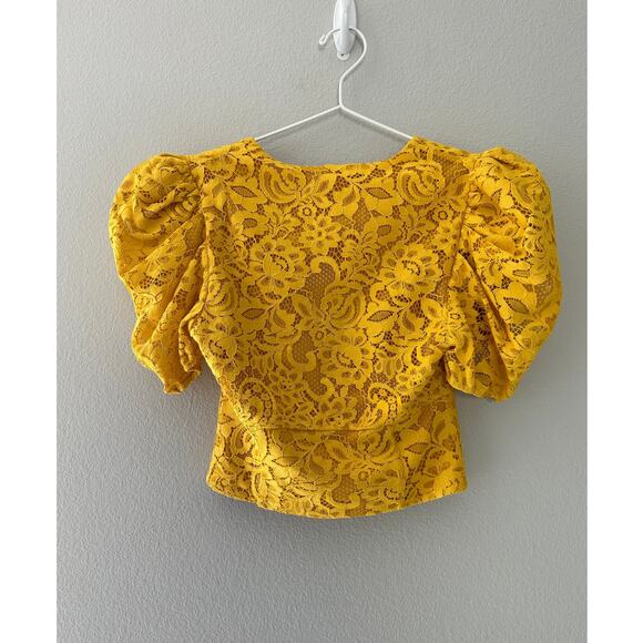 House of Harlow 1960 x Revolve Lace Yellow Crop Juliette Blouse size XXS - Picture 4 of 7